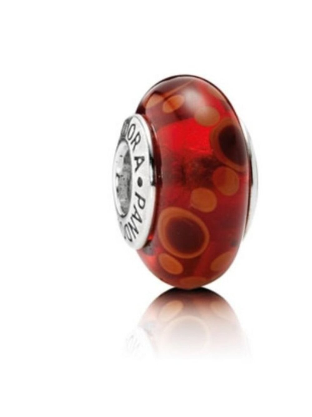 Pandora Retired Sterling Silver Red Bubbles Murano Glass Bead - 790690